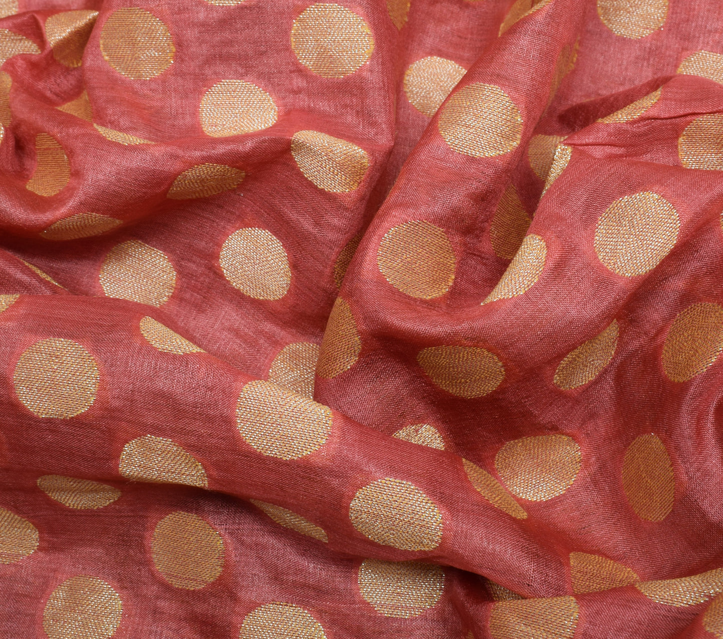 Sushila Vintage Indian Peach Saree 100% Pure Silk Woven Sari Craft 5 Yard Fabric