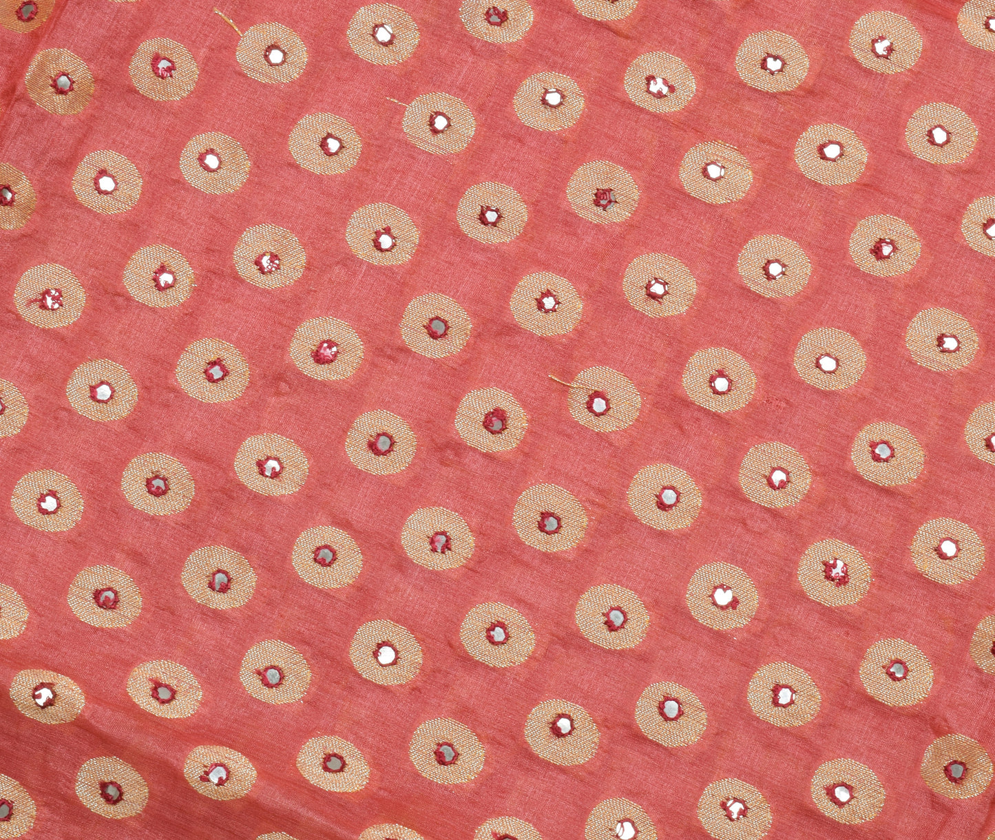 Sushila Vintage Indian Peach Saree 100% Pure Silk Woven Sari Craft 5 Yard Fabric