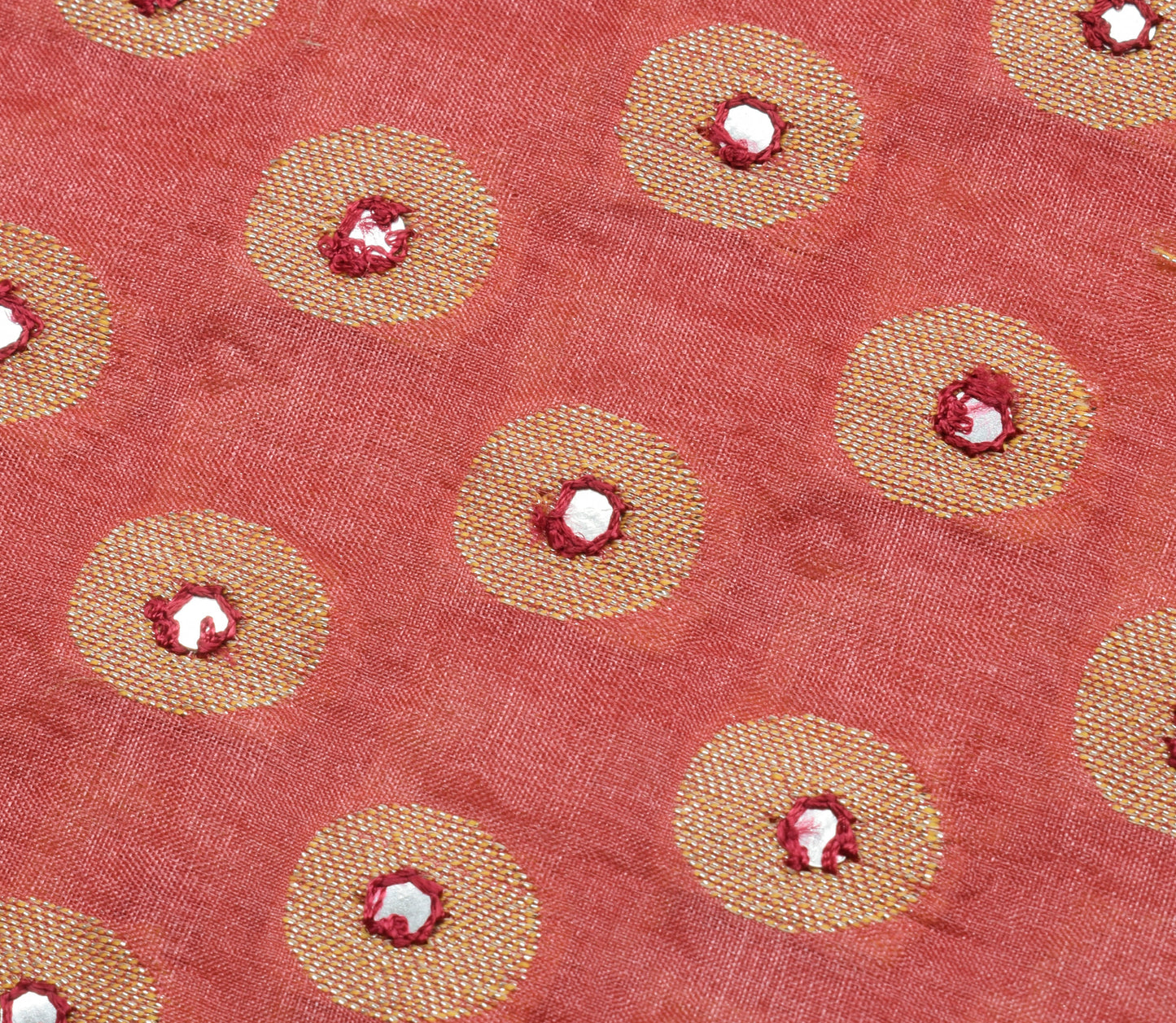 Sushila Vintage Indian Peach Saree 100% Pure Silk Woven Sari Craft 5 Yard Fabric
