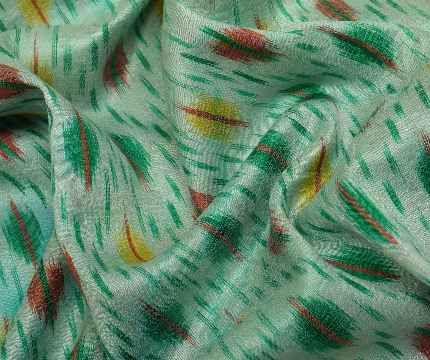 Sushila Vintage Indian Saree Pure Silk Hand Woven Ikat Patola Sari Craft Fabric