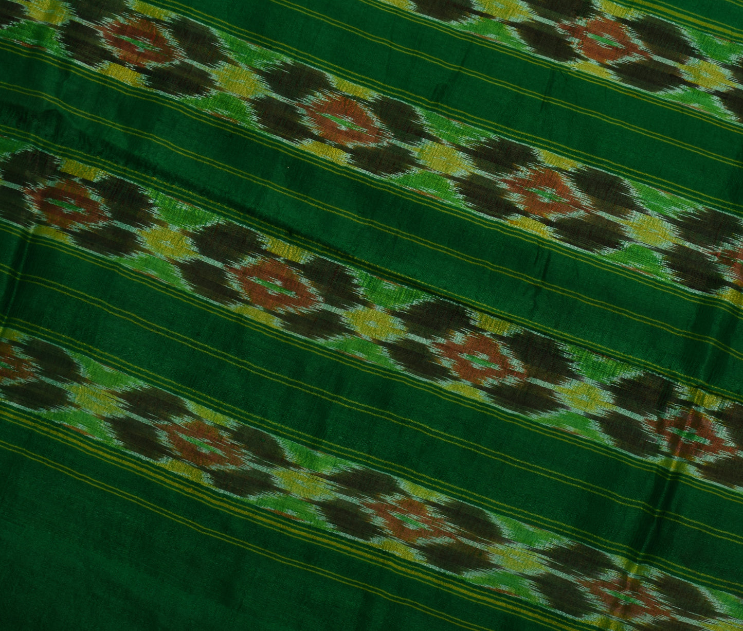 Sushila Vintage Indian Saree Pure Silk Hand Woven Ikat Patola Sari Craft Fabric