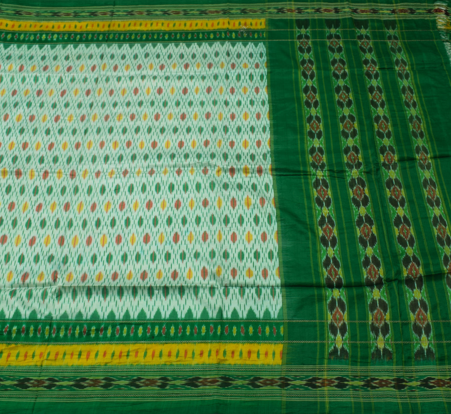 Sushila Vintage Indian Saree Pure Silk Hand Woven Ikat Patola Sari Craft Fabric