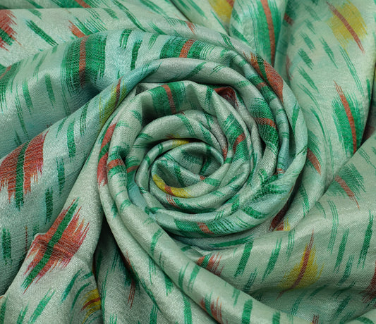 Sushila Vintage Indian Saree Pure Silk Hand Woven Ikat Patola Sari Craft Fabric