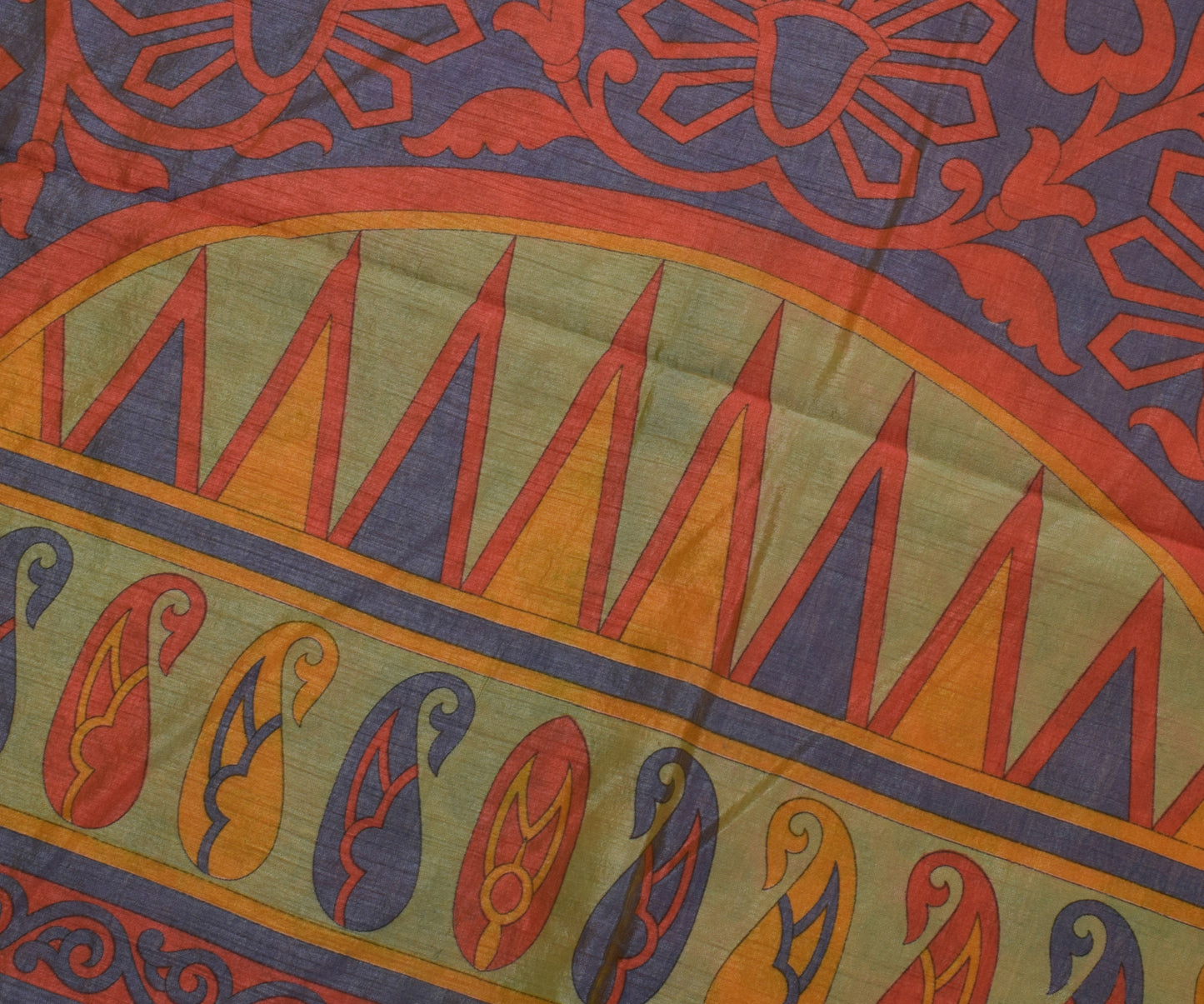 Sushila Vintage Woven Saree Blend Silk Printed Paisley Sari Craft 5 Yard Fabric