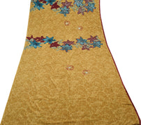 Sushila Vintage Green Saree Blend Crepe Silk Hand Beaded & Printed Sari Fabric