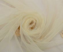 Sushila Vintage Indian Cream Saree Net Mesh Embroidered Floral Sari Craft Fabric