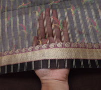 Sushila Vintage Indian Black Saree 100% Pure Silk Printed Floral Sari Fabric