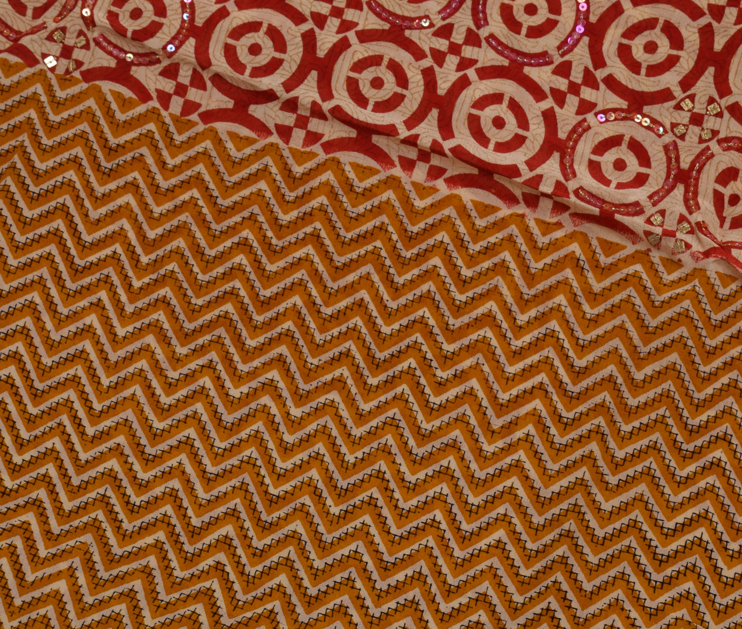 Sushila Vintage Indian Cream Saree Pure Crepe Silk Printed Sari 5 Yard Fabric