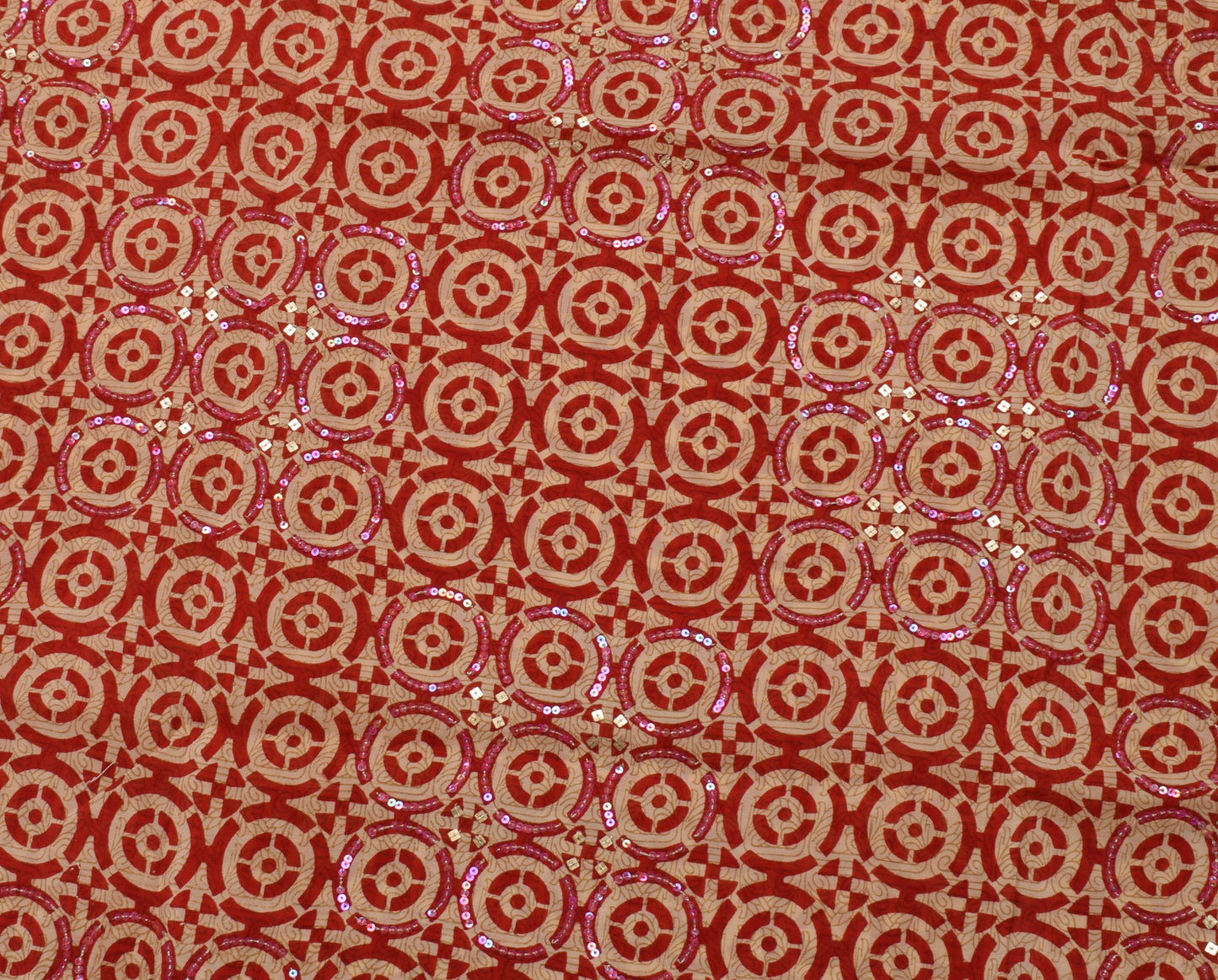 Sushila Vintage Indian Cream Saree Pure Crepe Silk Printed Sari 5 Yard Fabric