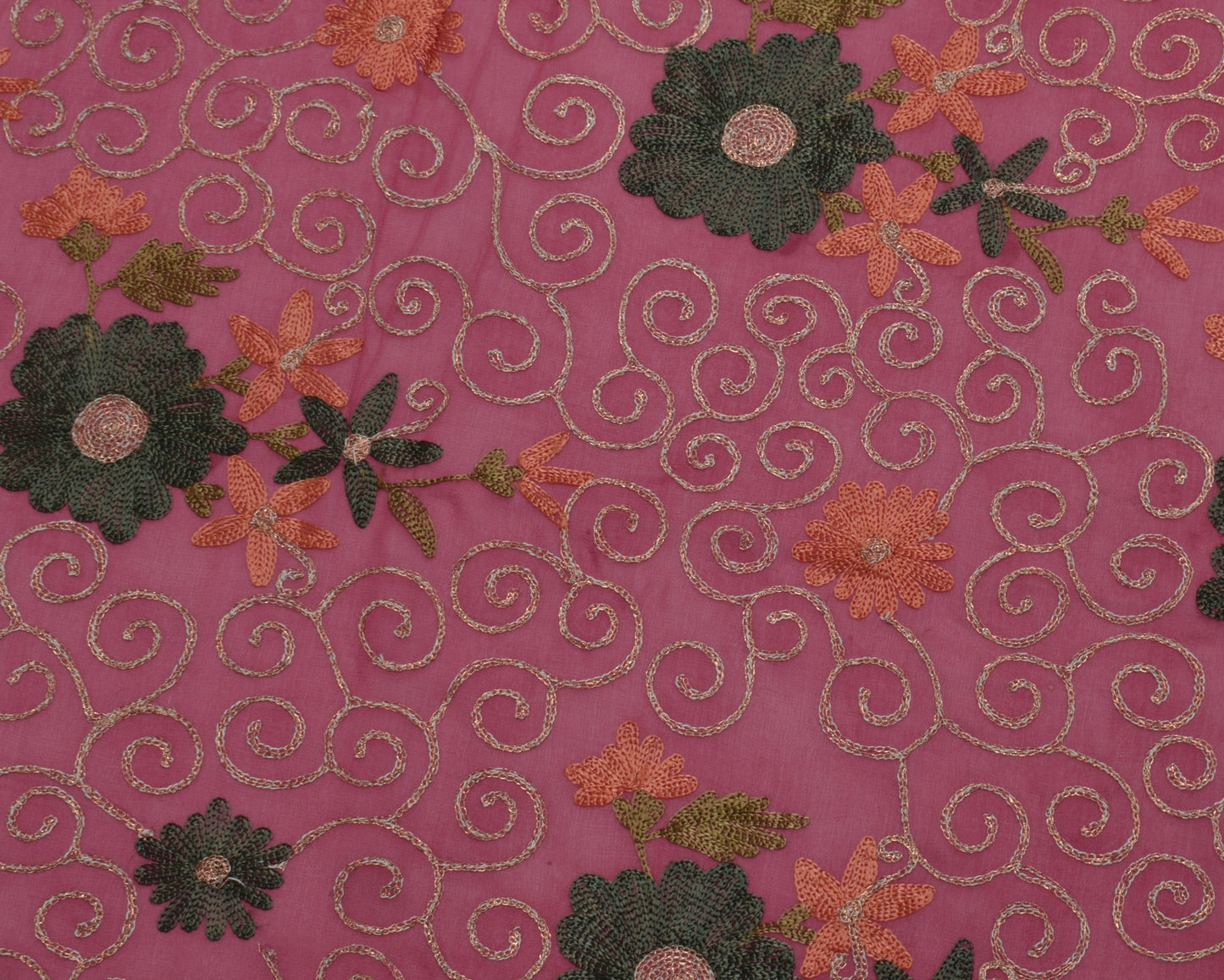 Sushila Vintage Purple Saree Pure Georgette Silk Embroidered Floral Sari Fabric