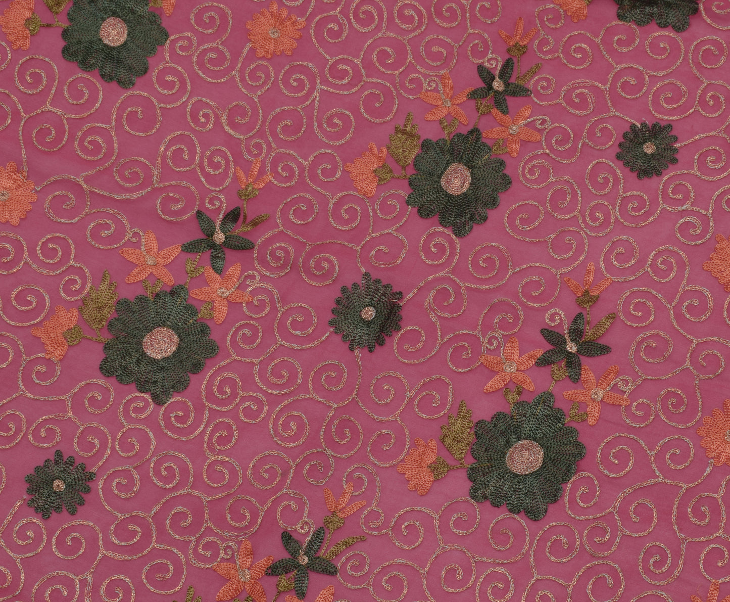 Sushila Vintage Purple Saree Pure Georgette Silk Embroidered Floral Sari Fabric