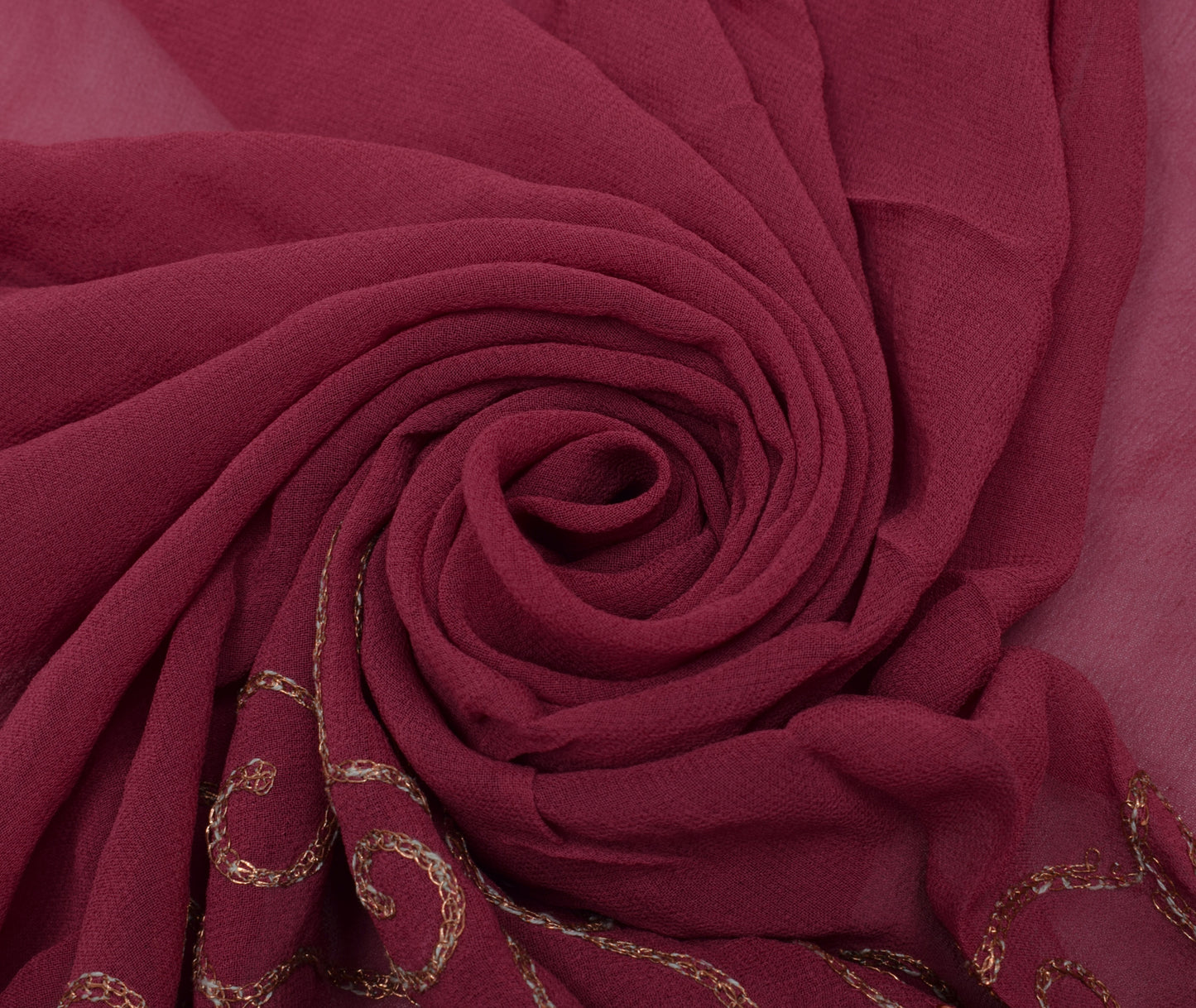 Sushila Vintage Purple Saree Pure Georgette Silk Embroidered Floral Sari Fabric