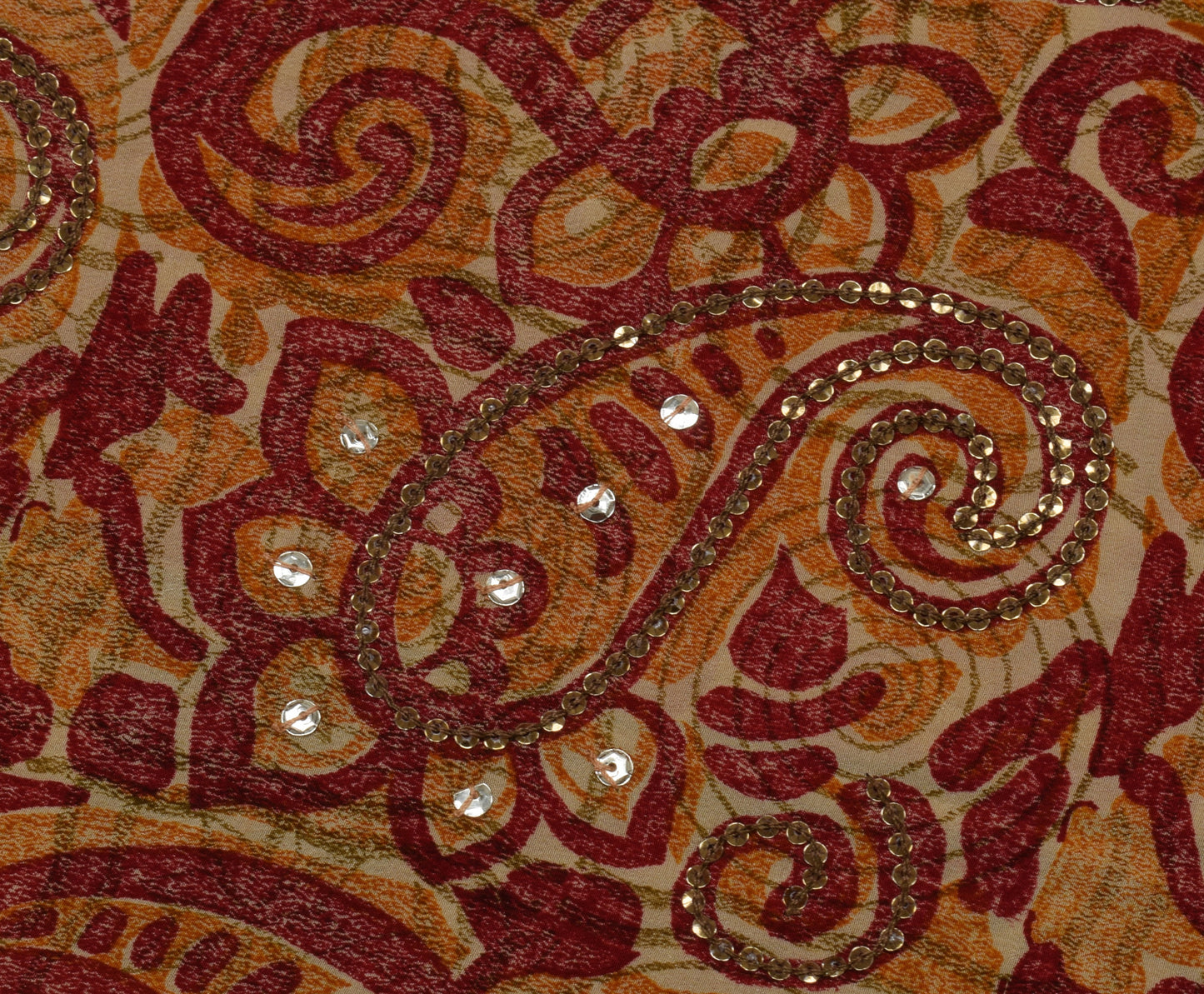 Sushila Vintage Indian Saree Pure Crepe Silk Printed Floral Sari Craft Fabric