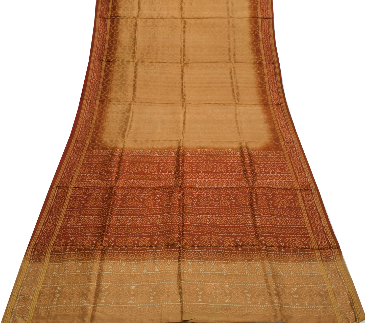 Sushila Vintage Brown Saree 100% Pure Silk Woven Floral Sari Craft 5 Yard Fabric