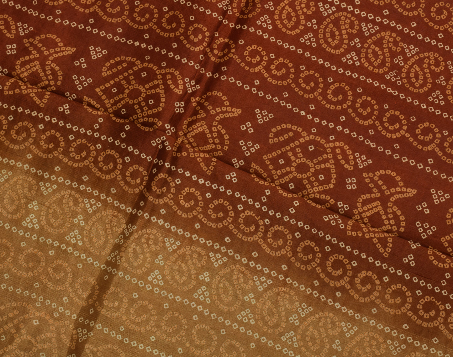 Sushila Vintage Brown Saree 100% Pure Silk Woven Floral Sari Craft 5 Yard Fabric