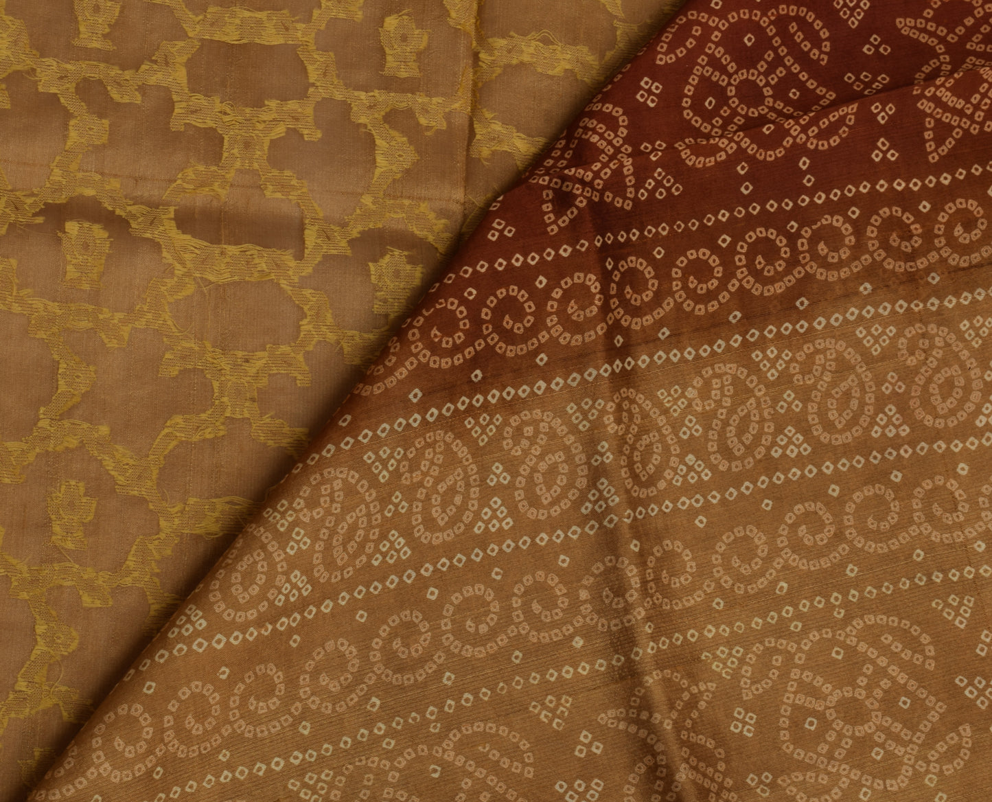 Sushila Vintage Brown Saree 100% Pure Silk Woven Floral Sari Craft 5 Yard Fabric
