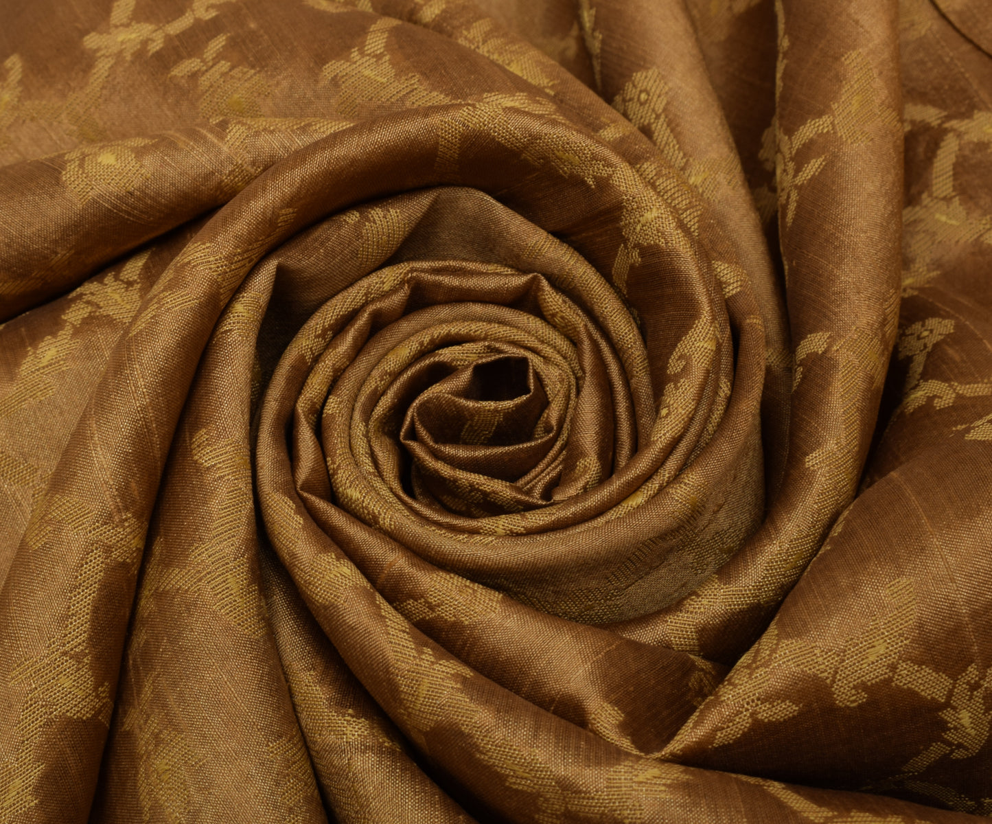 Sushila Vintage Brown Saree 100% Pure Silk Woven Floral Sari Craft 5 Yard Fabric