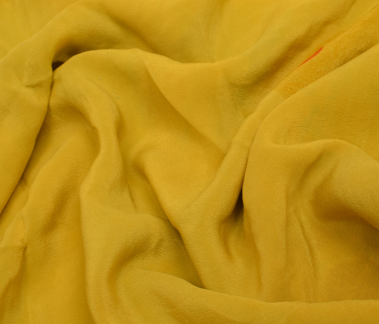 Sushila Vintage Yellow Saree Pure Crepe Silk Hand Beaded Sari Craft 5 YD Fabric