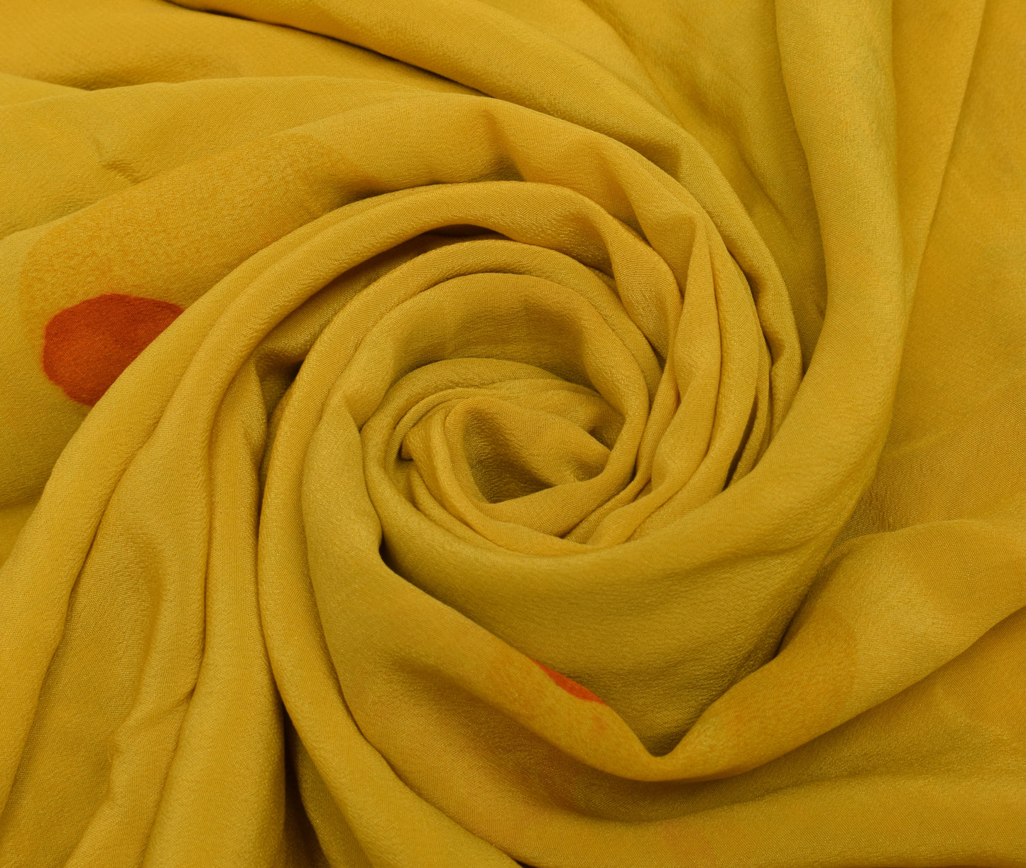 Sushila Vintage Yellow Saree Pure Crepe Silk Hand Beaded Sari Craft 5 YD Fabric
