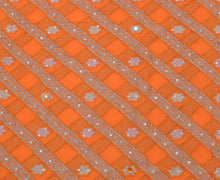 Sushila Vintage Orange Saree Blend Georgette Silk Hand Beaded Woven Sari Fabric