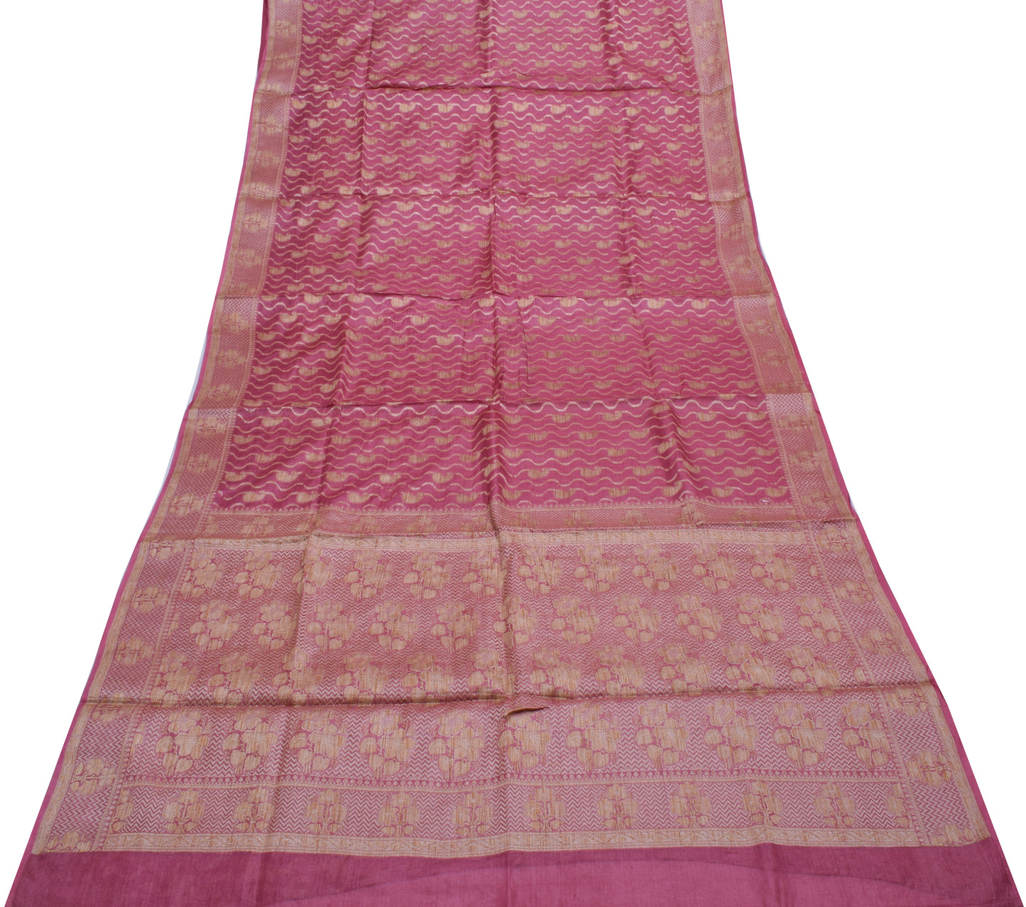 Sushila Vintage Purple Saree 100% Pure Silk All Over Woven Paisley Sari Fabric