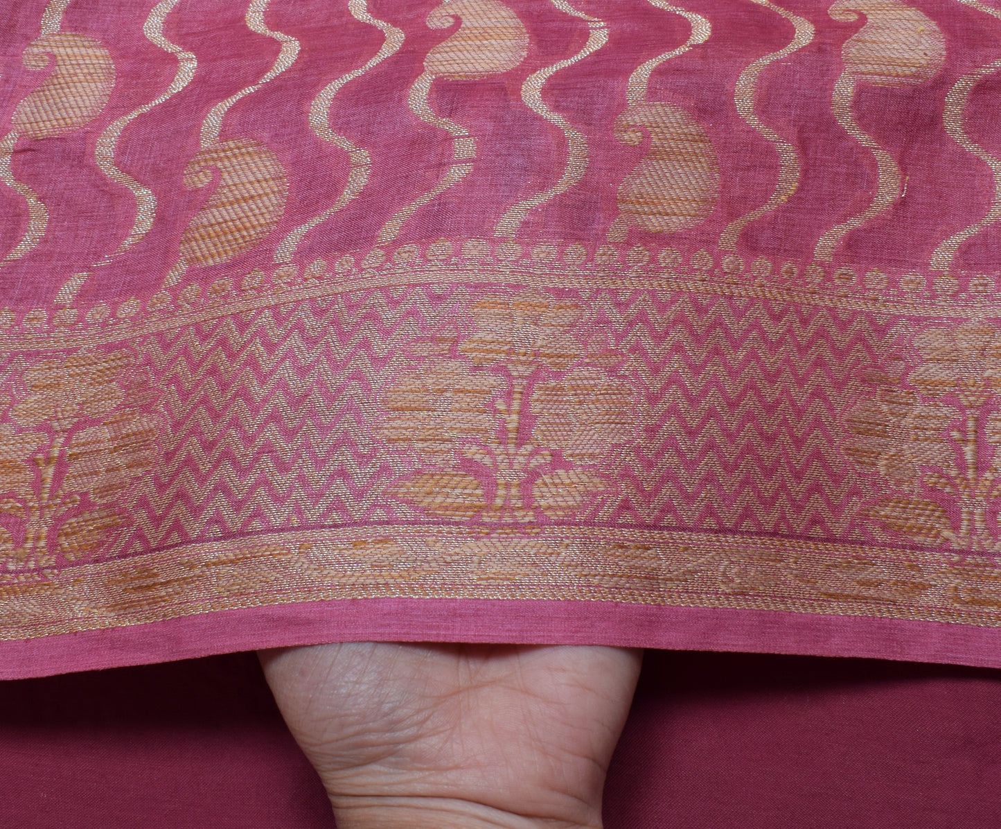 Sushila Vintage Purple Saree 100% Pure Silk All Over Woven Paisley Sari Fabric