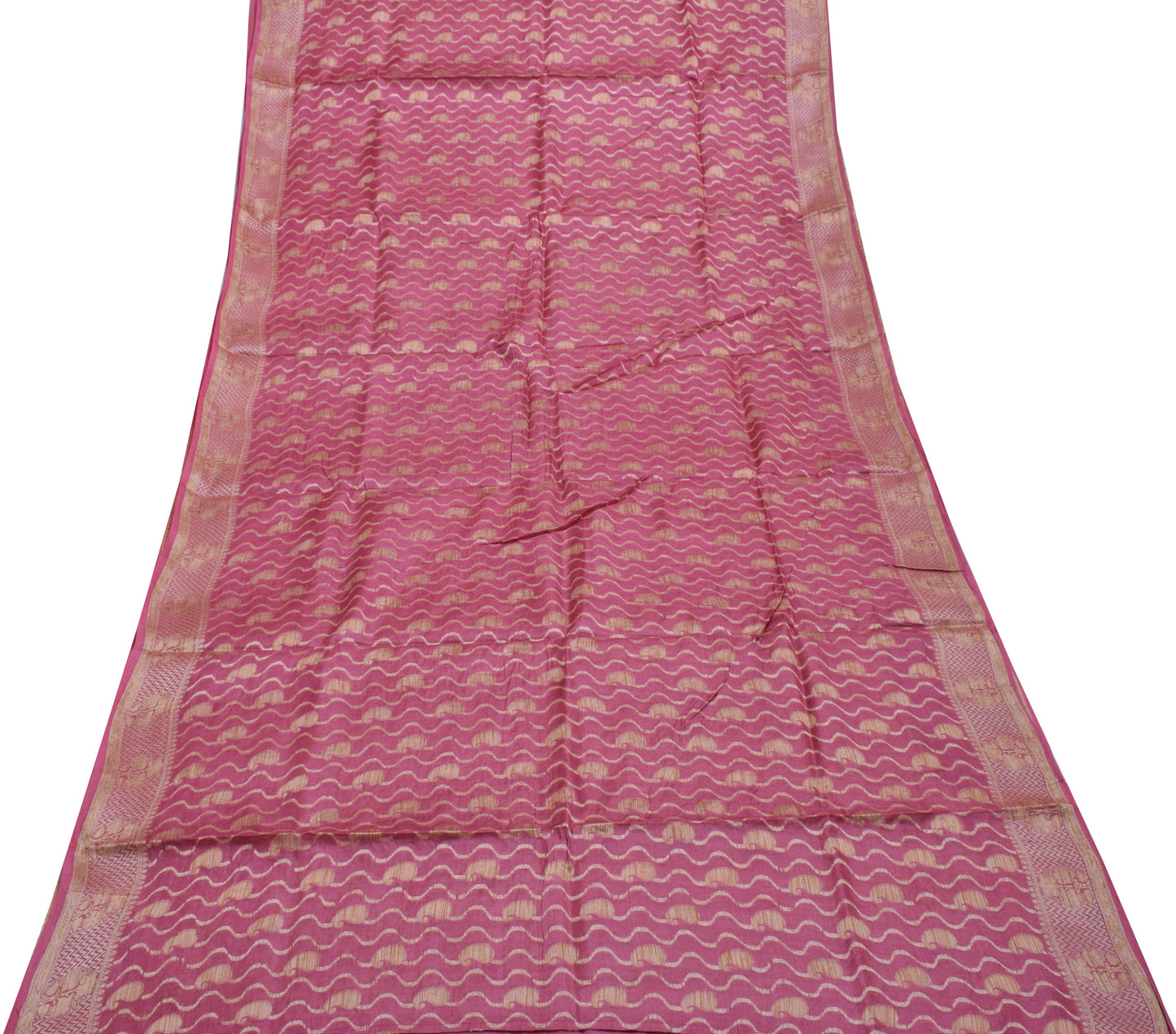 Sushila Vintage Purple Saree 100% Pure Silk All Over Woven Paisley Sari Fabric