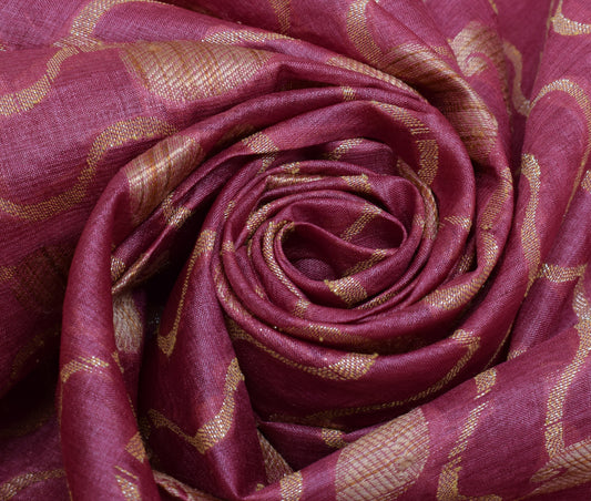 Sushila Vintage Purple Saree 100% Pure Silk All Over Woven Paisley Sari Fabric