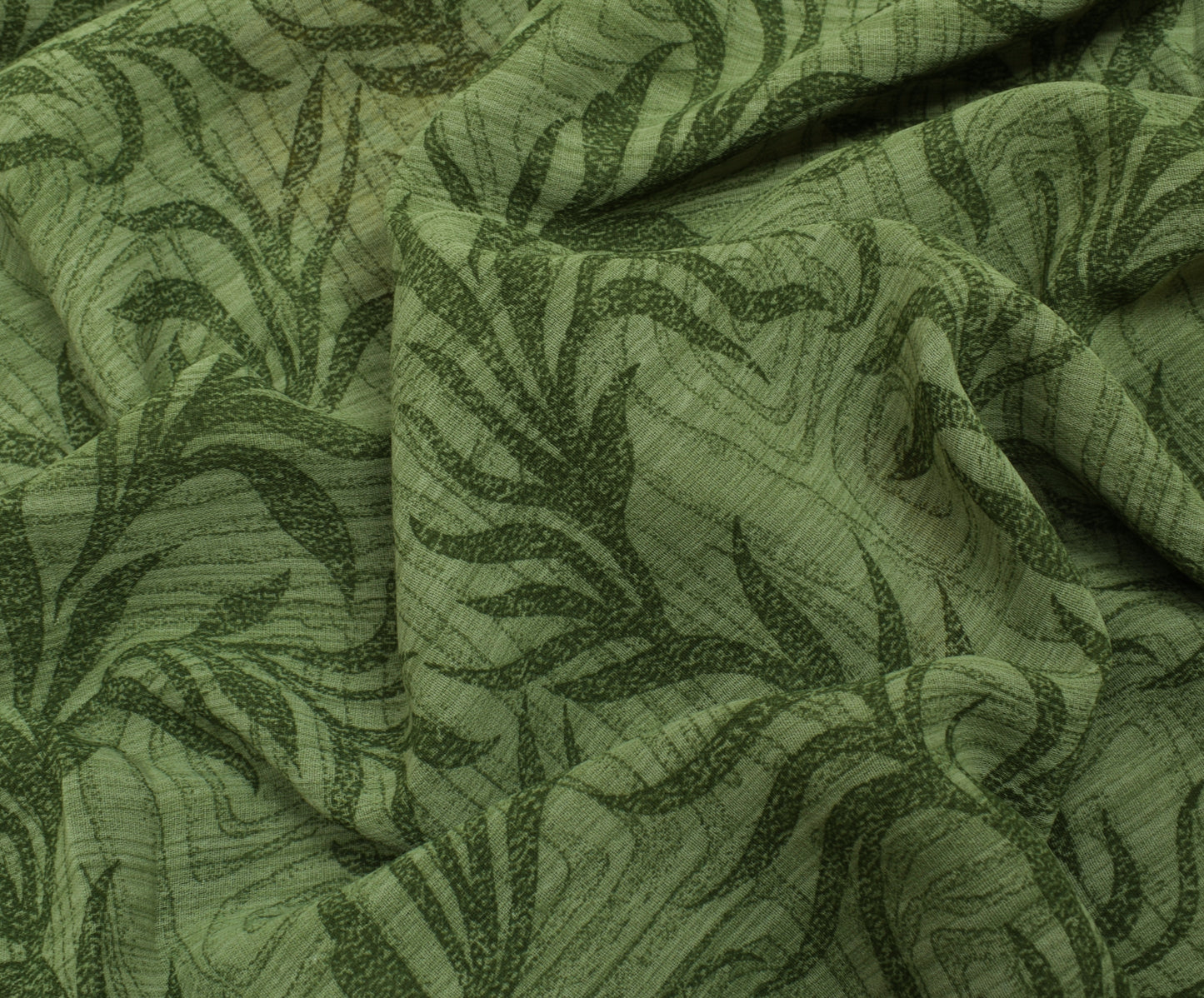 Sushila Vintage Green Saree Blend Crepe Silk Printed & Embroidered Sari Fabric