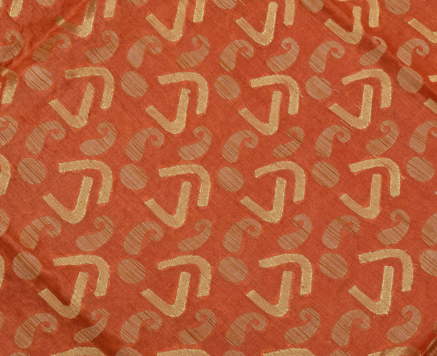 Sushila Vintage Orange Saree 100% Pure Silk All Over Woven Sari Craft Fabric