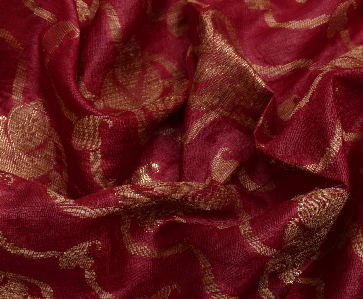 Sushila Vintage Indian Saree Pure Silk Hand Beaded & Woven Floral Sari Fabric