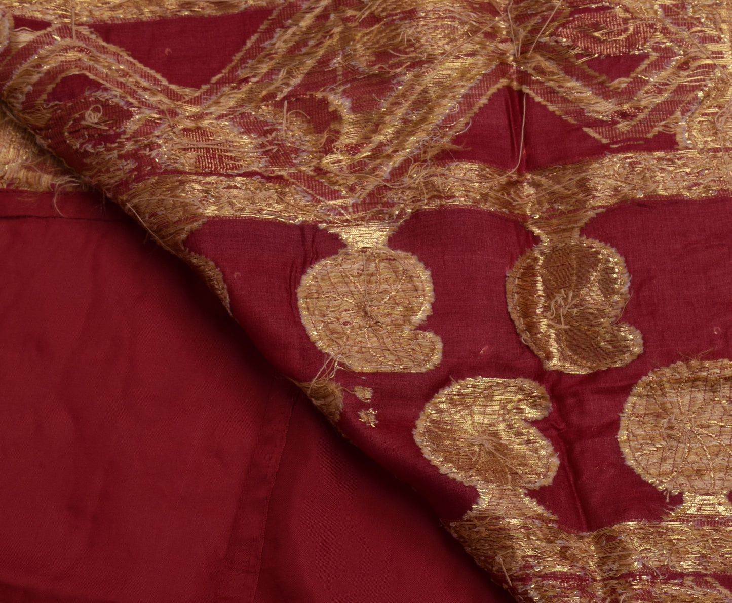Sushila Vintage Indian Saree Pure Silk Hand Beaded & Woven Floral Sari Fabric