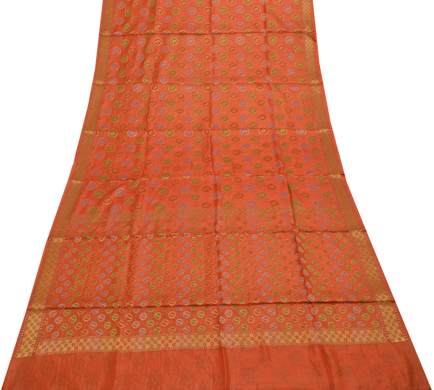 Sushila Vintage Indian Rust Saree 100% Pure Silk Woven Sari Craft 5 Yard Fabric