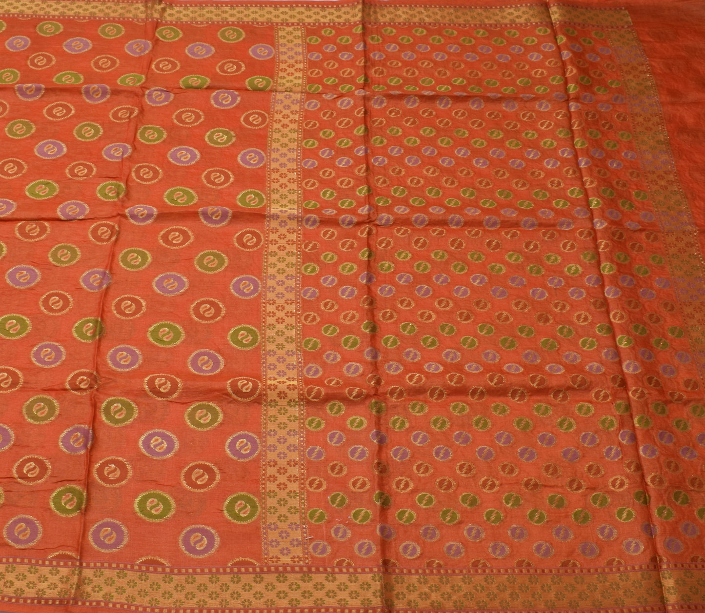 Sushila Vintage Indian Rust Saree 100% Pure Silk Woven Sari Craft 5 Yard Fabric