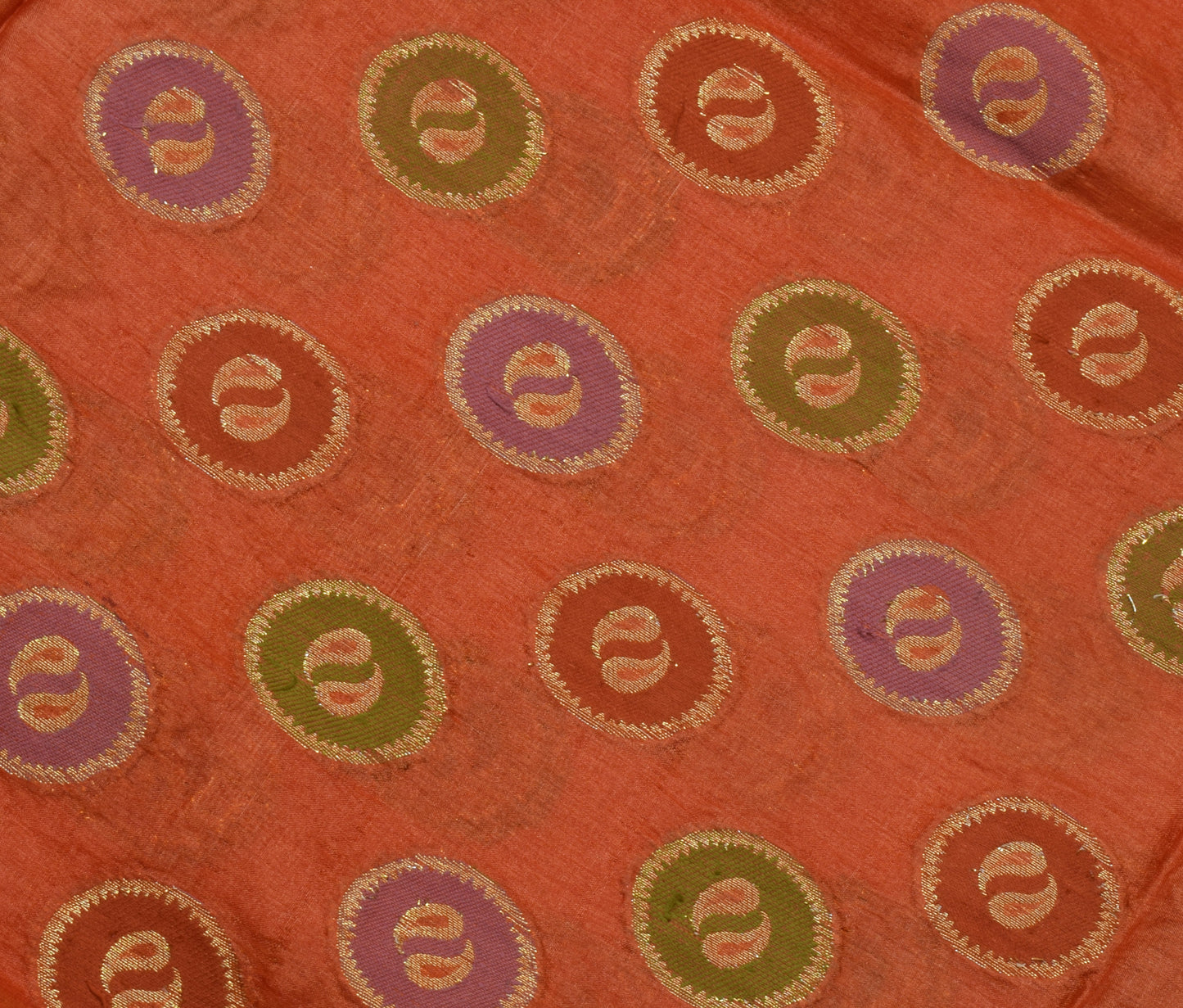 Sushila Vintage Indian Rust Saree 100% Pure Silk Woven Sari Craft 5 Yard Fabric