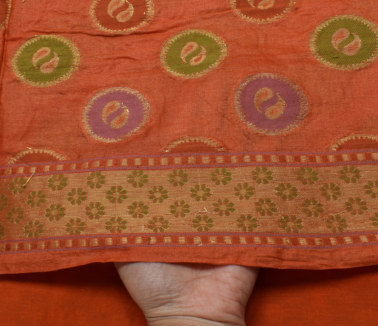 Sushila Vintage Indian Rust Saree 100% Pure Silk Woven Sari Craft 5 Yard Fabric