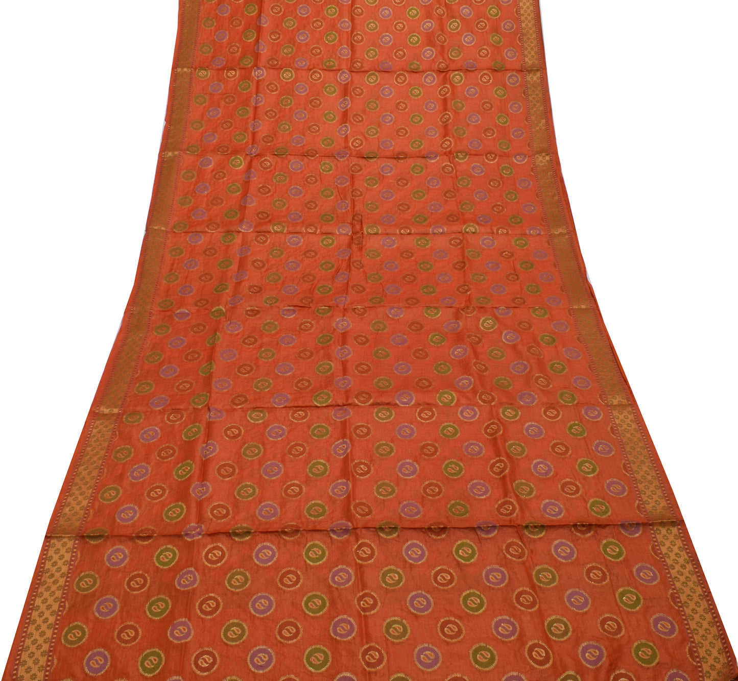 Sushila Vintage Indian Rust Saree 100% Pure Silk Woven Sari Craft 5 Yard Fabric