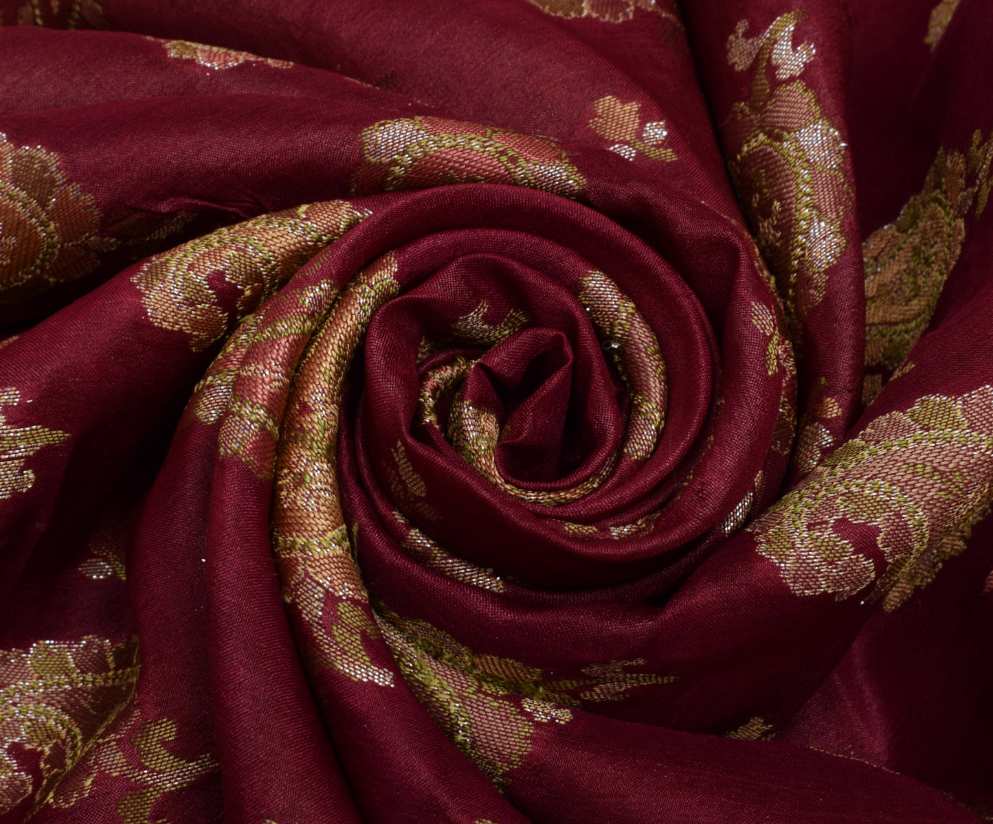 Sushila Vintage Maroon Saree 100% Pure Silk All Over Woven Paisley Sari Fabric