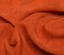 Sushila Vintage Indian Orange Saree Pure Crepe Silk Printed Sari Craft Fabric