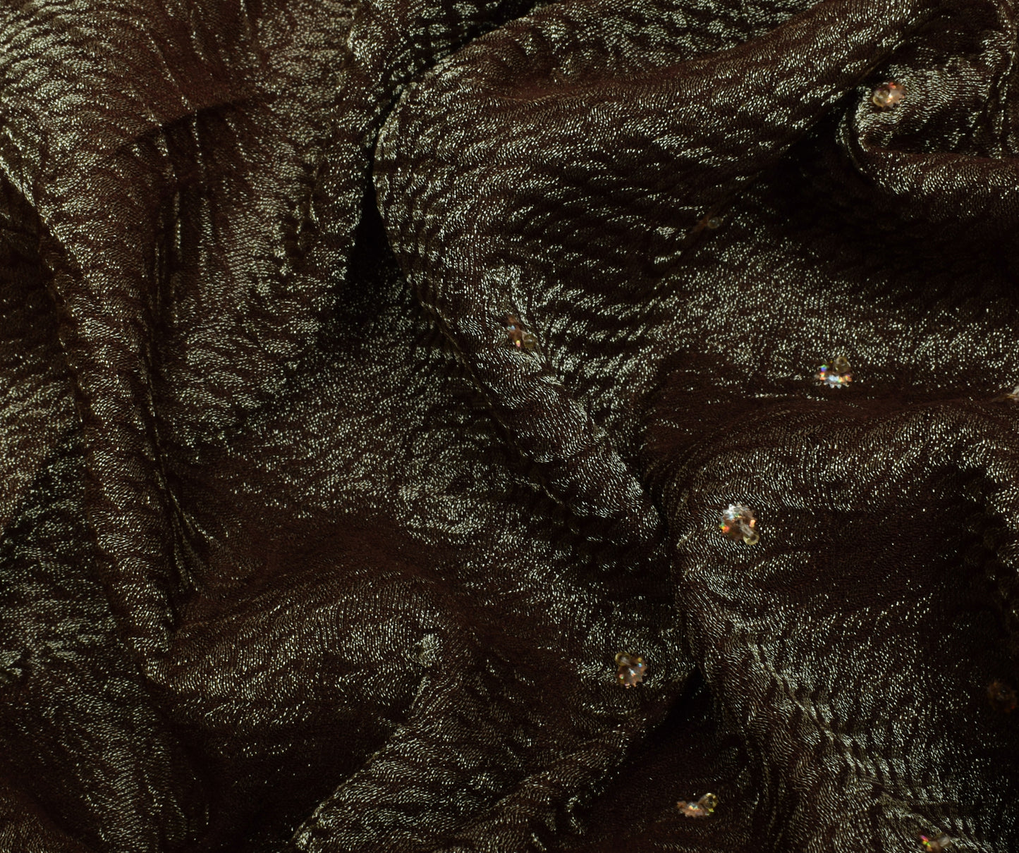 Sushila Vintage Brown Saree Blend Tissue Silk Woven Floral Sari Craft Fabric