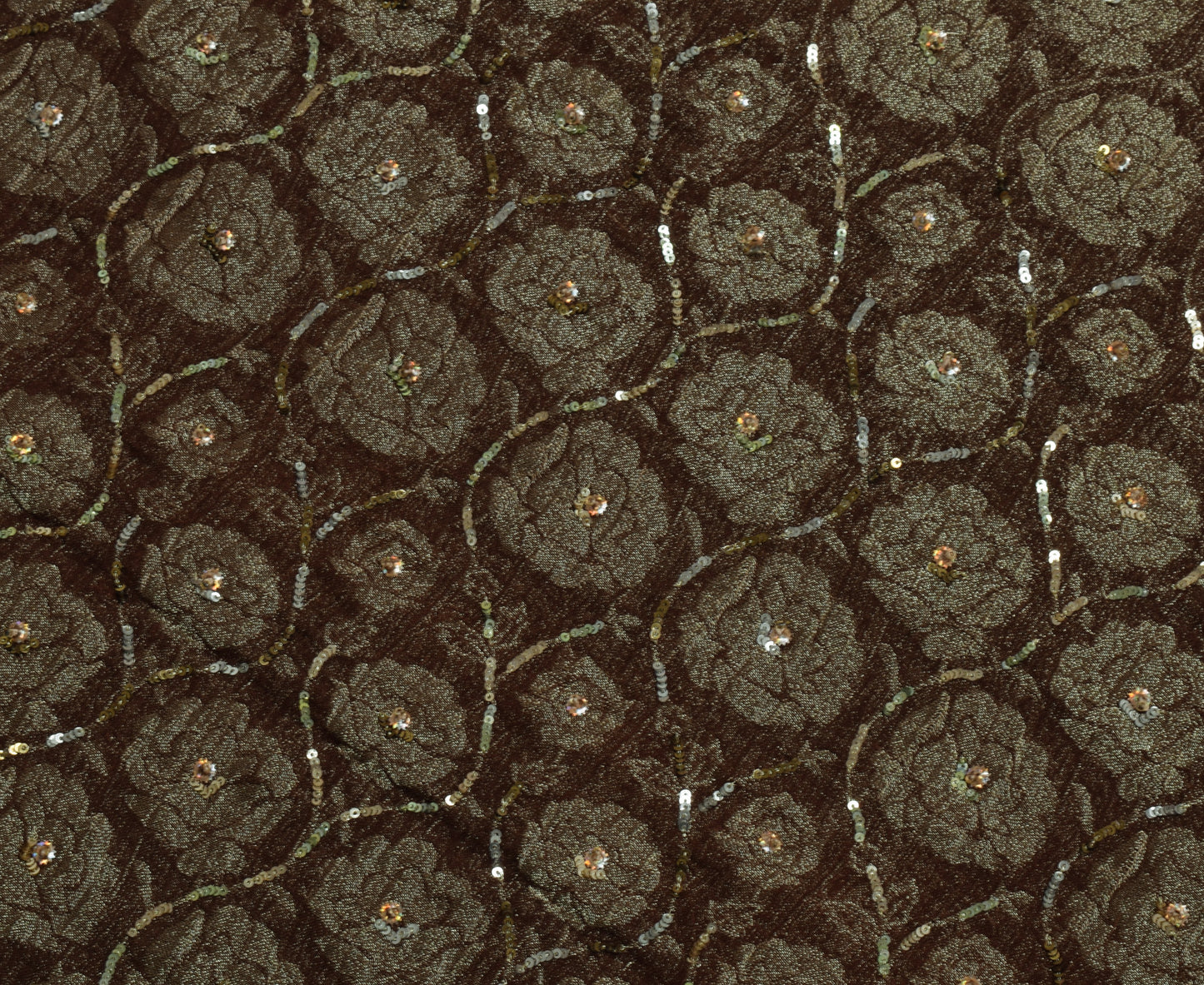 Sushila Vintage Brown Saree Blend Tissue Silk Woven Floral Sari Craft Fabric