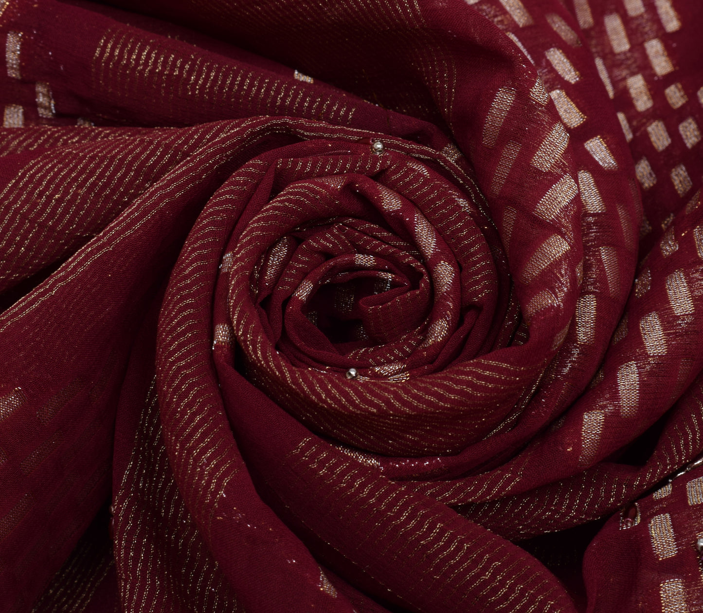 Sushila Vintage Maroon Saree Blend Georgette Silk Woven Sari Craft 5 Yard Fabric