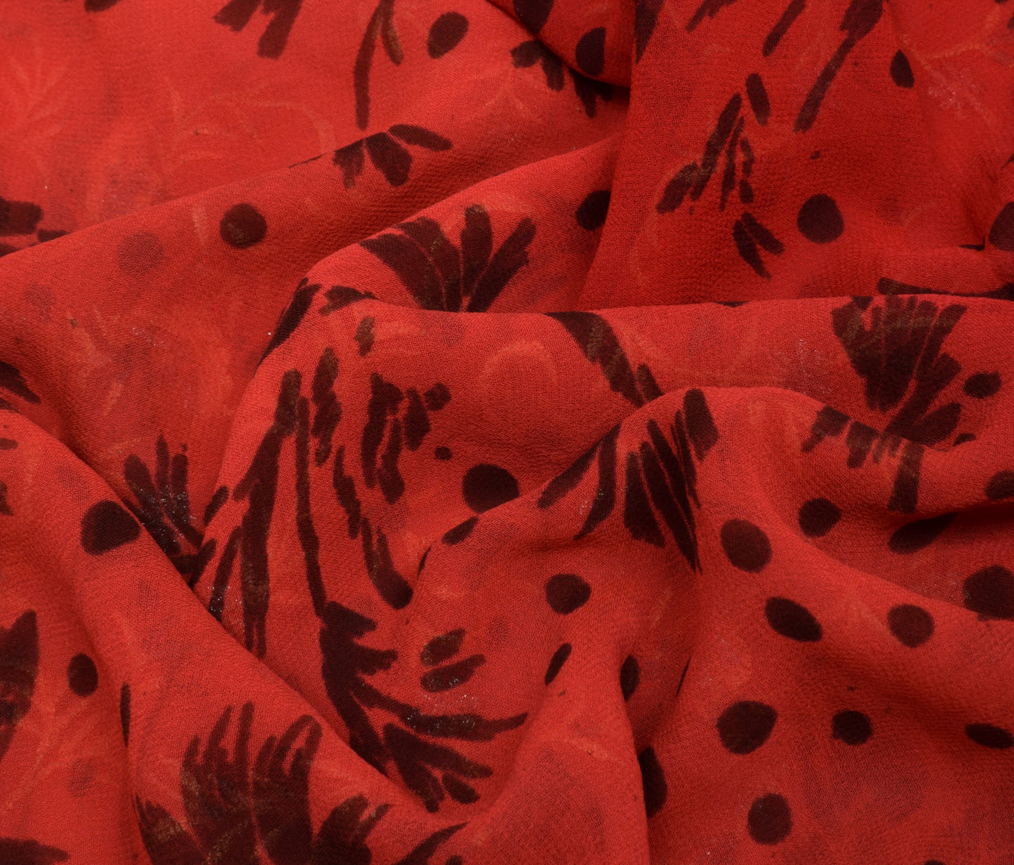 Sushila Vintage Indian Saree Pure Georgette Silk Embroidered Floral Sari Fabric