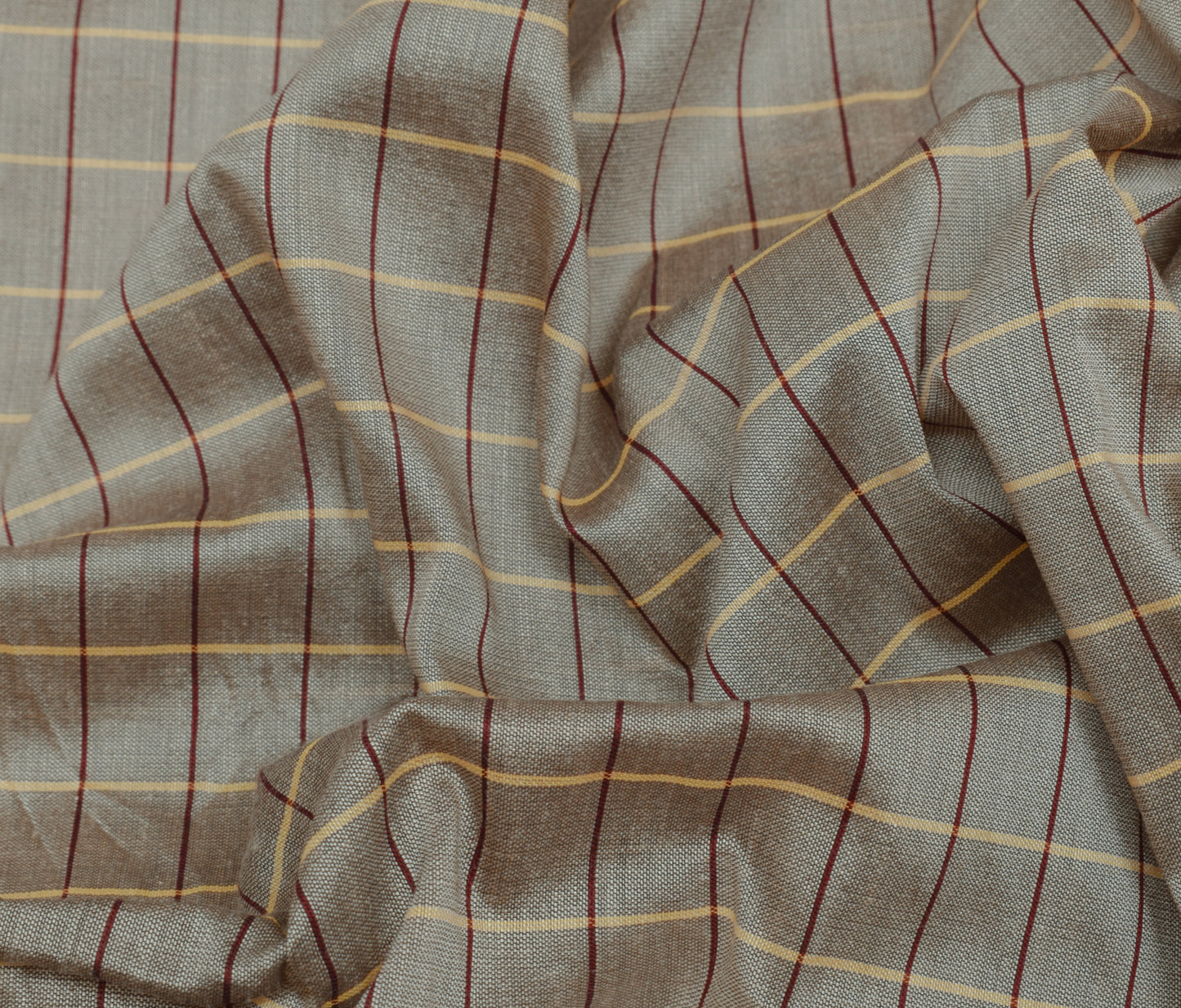 Sushila Vintage Indian Gray Saree Blend Silk Woven Stripes Sari Craft Fabric