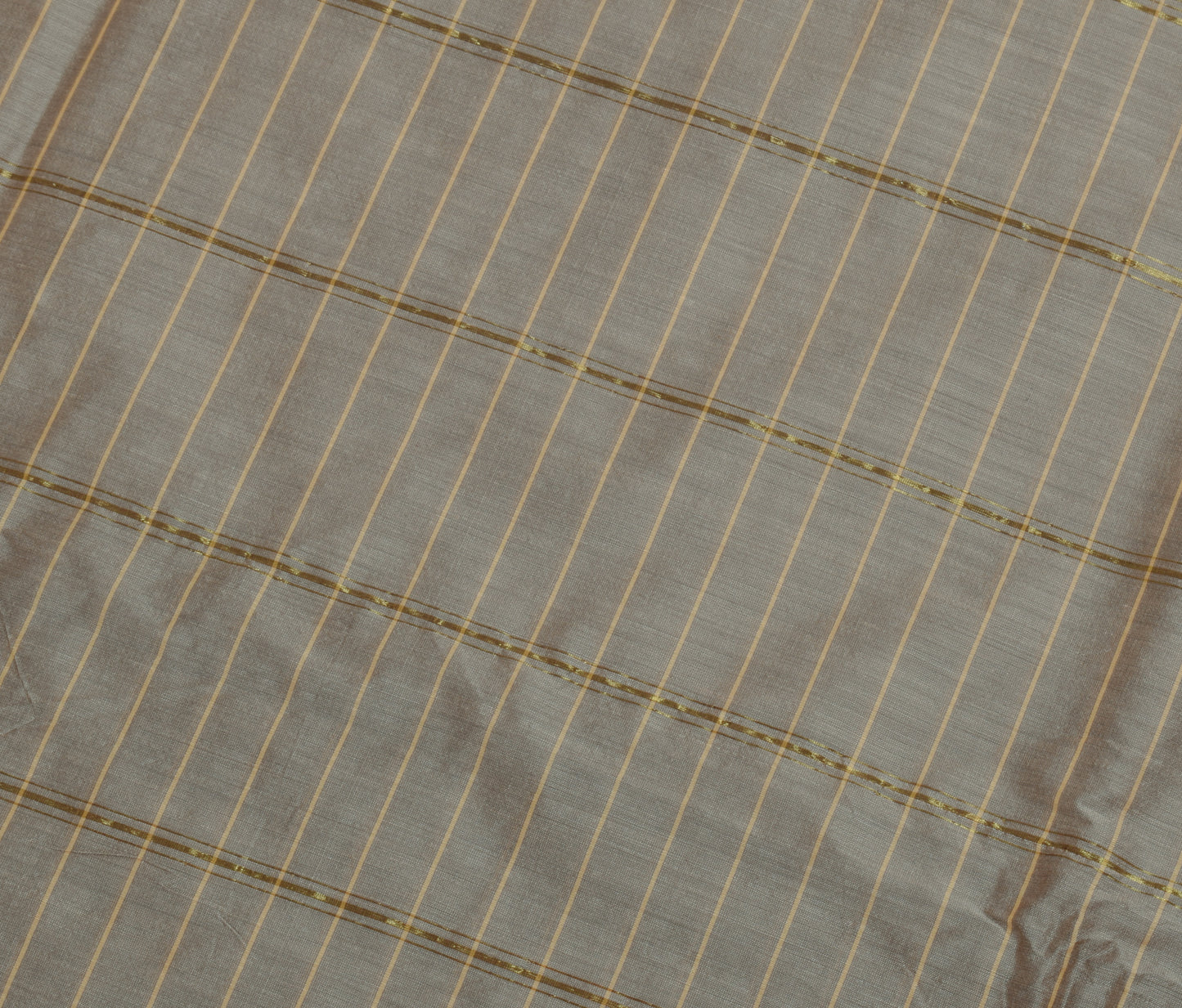 Sushila Vintage Indian Gray Saree Blend Silk Woven Stripes Sari Craft Fabric