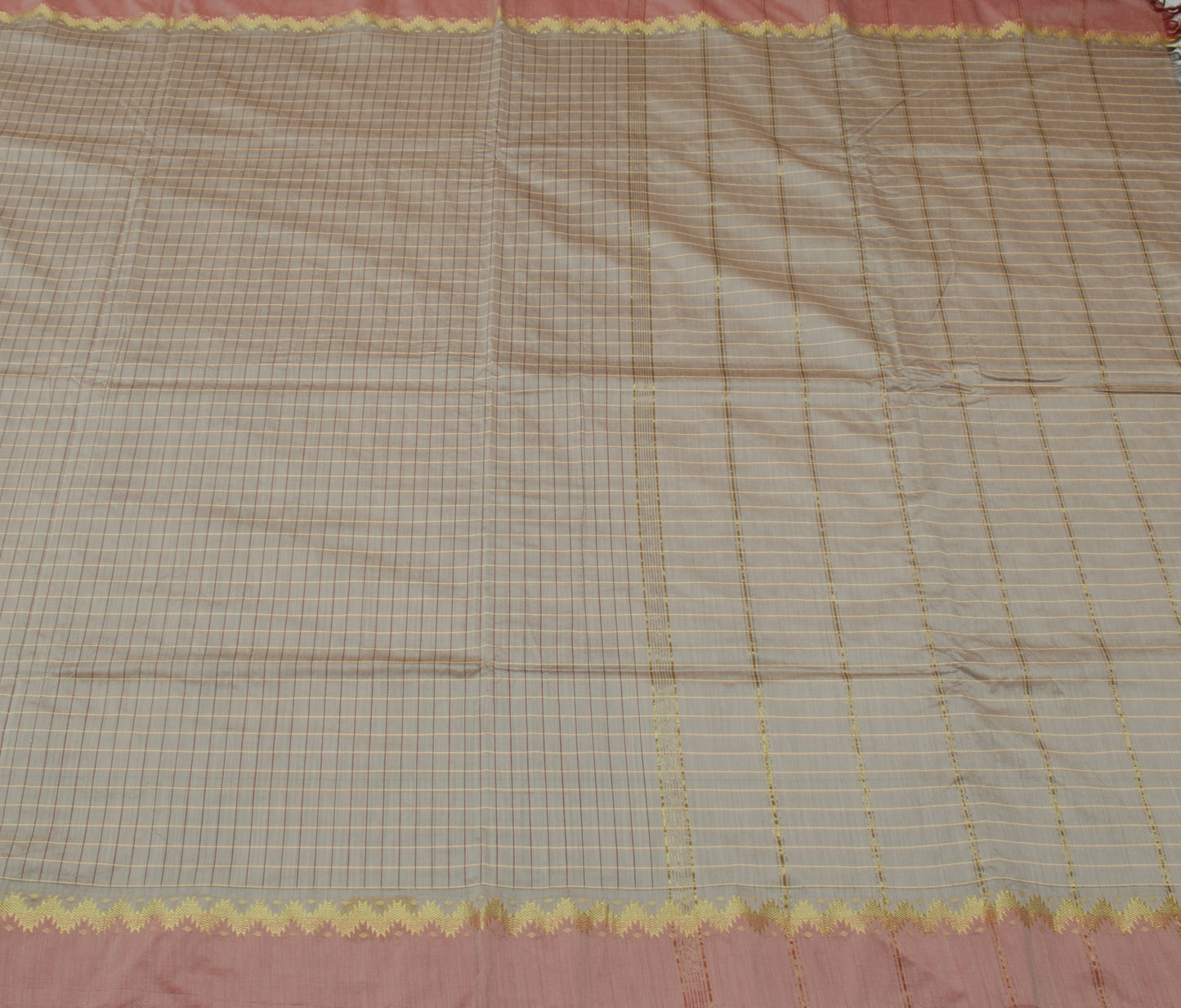 Sushila Vintage Indian Gray Saree Blend Silk Woven Stripes Sari Craft Fabric