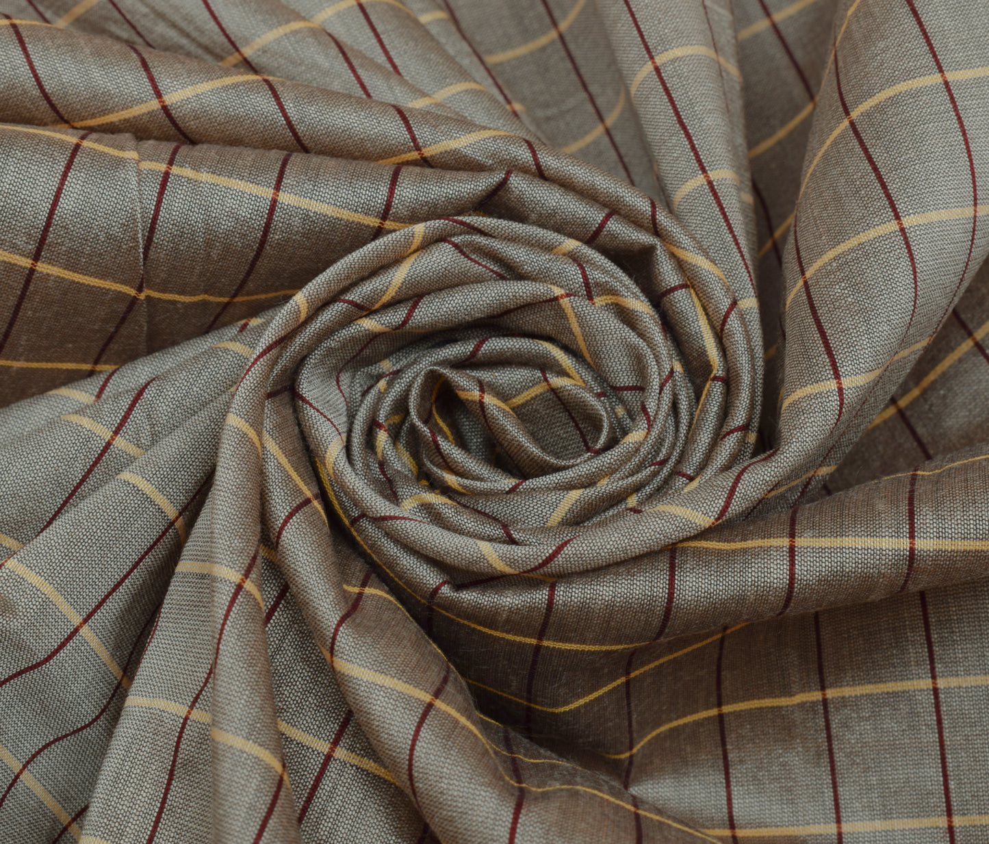 Sushila Vintage Indian Gray Saree Blend Silk Woven Stripes Sari Craft Fabric