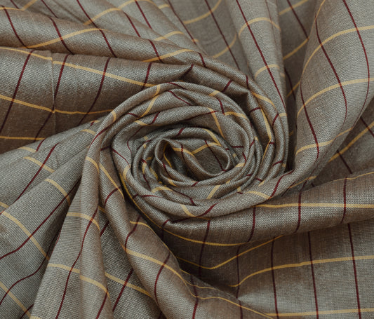 Sushila Vintage Indian Gray Saree Blend Silk Woven Stripes Sari Craft Fabric
