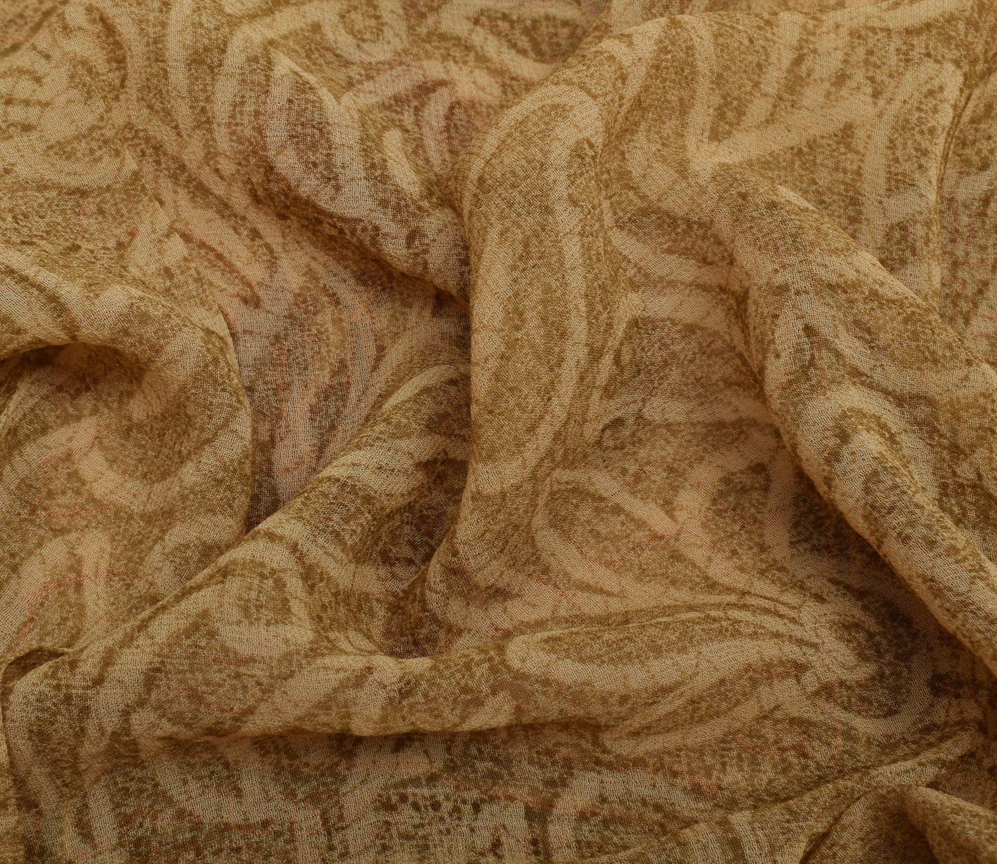 Sushila Vintage Light Brown Saree Pure Georgette Silk Embroidered Sari Fabric
