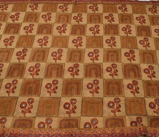 Sushila Vintage Light Brown Saree Pure Georgette Silk Embroidered Sari Fabric